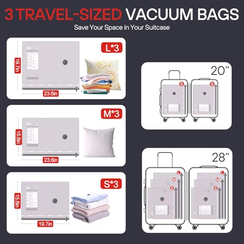 9 Pack Vacuum Seal Bags for Clothing Travel (10 Count)