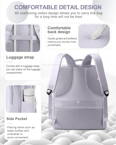 Large Travel Backpack Carry On for Women Man Gym Backpack with Laptop Compartment Mochila de Viaje Teacher Personal Item Backpacks Rucksack Airplane Accessories Must Haves Purple