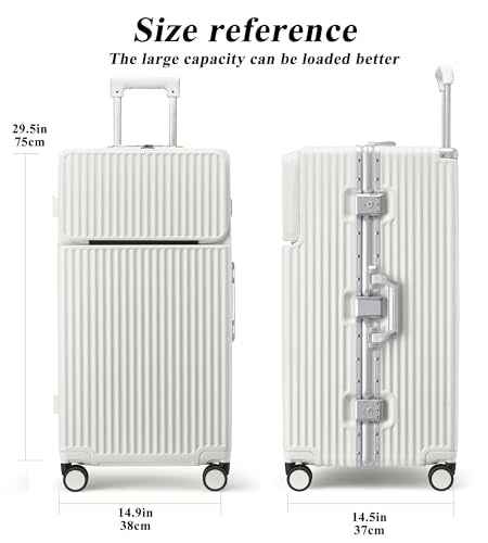 Super Large Aluminum Frame Zipperless Checked Luggage Front Pocket