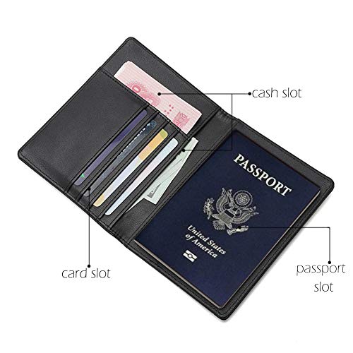 Travel Wallet & Family Leather Passport Holder Cover RFID Blocking Travel Wallet
