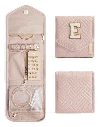 Travel Jewelry Organizer Case E Initial Jewelry Roll