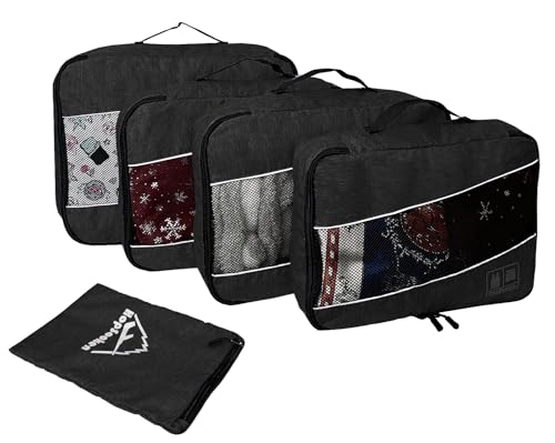 5 Set Packing Cubes for Travel Large Suitcase Luggage Organizer Bags Travel Accessories Vacation 4 Cubes 1 Laundry Pouch Bag (5 Count)
