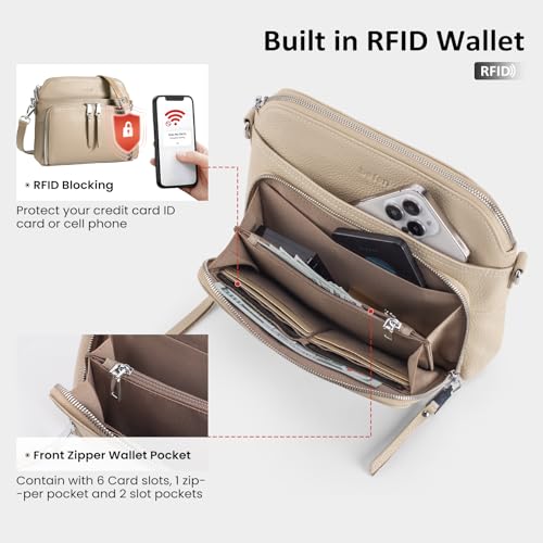 Genuine Leather Crossbody Bags for Women Travel Wallet Purse