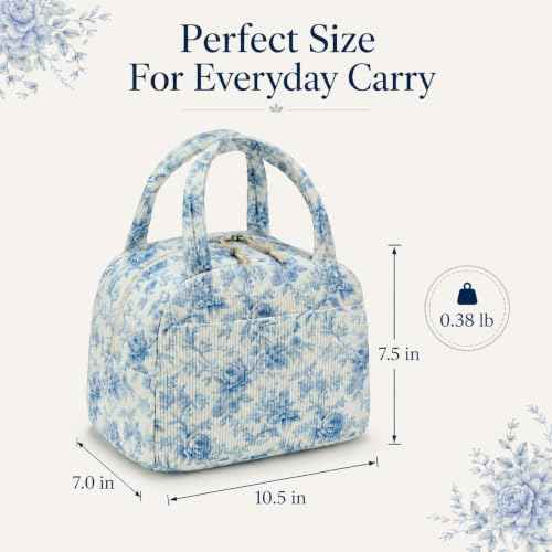 Lunch Bag for Women Cute Corduroy Lunch Tote Bags with Shoulder Strap Reusable Insulated Lunch Box Large Capacity Reusable Insulated Cooler for Work Picnic or Travel