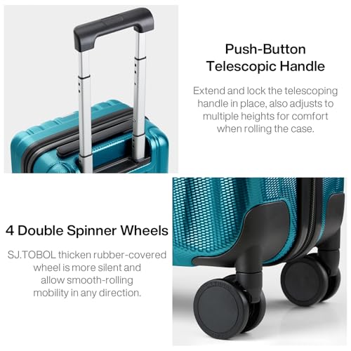 14 Inch Underseat Carry On Luggage with Wheels Hard Shell Suitcases Carry On Bag Lightweight Small Mini Suitcase Tsa Luggage for Travel. Caribbean Blue