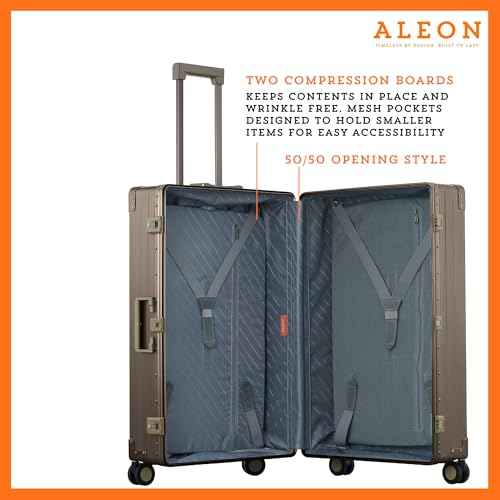30" All Aluminum Checked Spinner Luggage