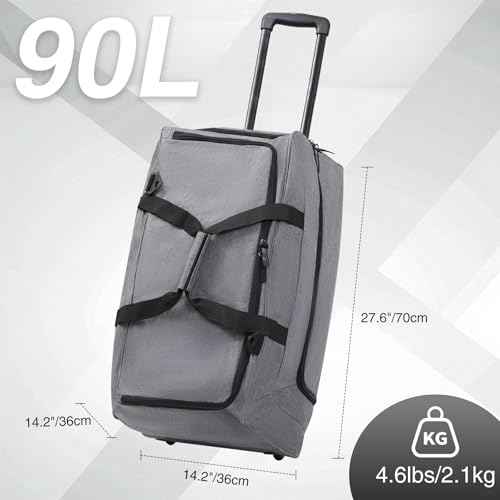 28" Travel Rolling Duffle Bag with Wheels and Handle