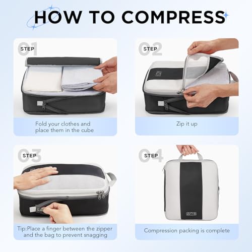 4 Set Compression Packing Cubes for Travel Essentials (4 Count)