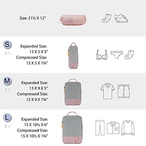 4 Set Compression Packing Cubes for Travel (6 Count)