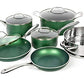 Diamond Granite Stone Classic Emerald Pots and Pans Set with Ultra Nonstick Durable Mineral & Diamond Tripple Coated Surface