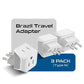 Brazil Travel Adapter Plug with Dual Usa Input (3 Count)