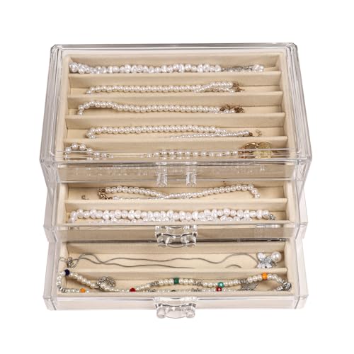 Necklace Organizer Box with Clear Lid