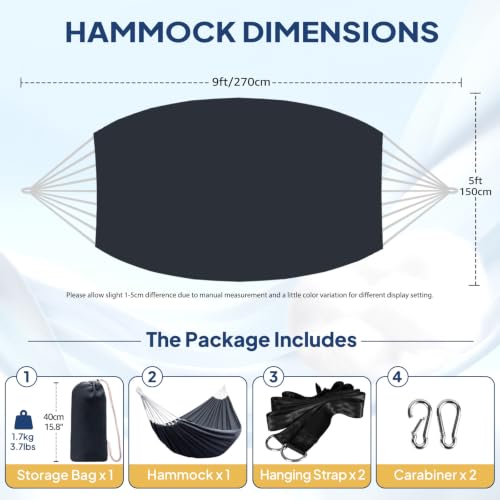 Cotton Camping Hammock Portable with Tree Straps Holds 660lbs