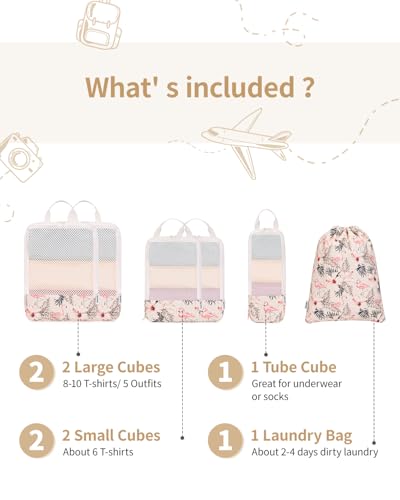 6 Set Compression Packing Cubes for Travel Women Men