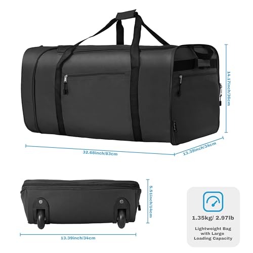 100L Foldable Rolling Duffel Bag with 2 Wheels