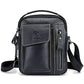 Genuine Leather Shoulder Bag Small Men Messenger Pack Handbag Sling Crossbody Bag Man Purse for Business Work Everyday Outdoor Travel Black