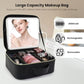 Travel Makeup Bag with LED Mirror and Light Travel Makeup Case Cosmetic Organizer Portable Cosmetic Brush Organizer Bag with Adjustable Dividers for Cosmetics Makeup Brushes Toiletry