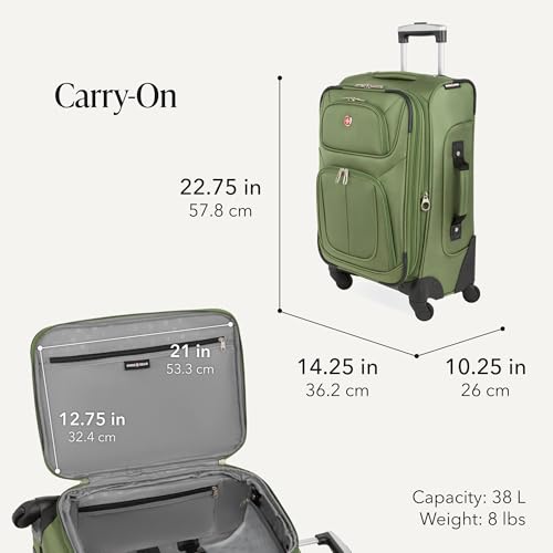 Sion Softside Expandable Spinner Luggage Durable Lightweight Travel Suitcase (3 Count)