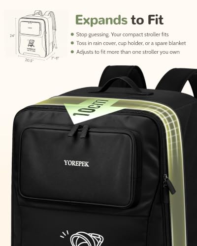 Padded Stroller Bag for Airplane with PU Leather Pocket Design