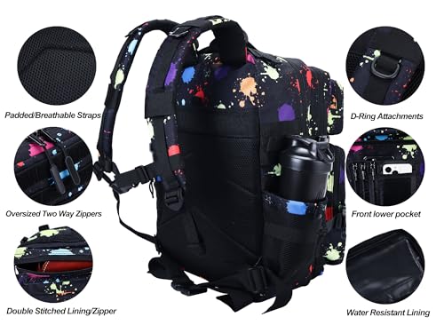 Military Tactical Backpack for Men and Women 45L Army 3 Days Assault Pack Bag Large Rucksack with Molle System Black with multi