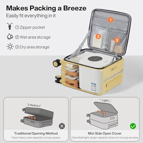 17x14x9 Carry On Luggage Underseat PC Hard Shell Suitcase Top Opening Aluminum Frame Travel Suitcases with Wheels