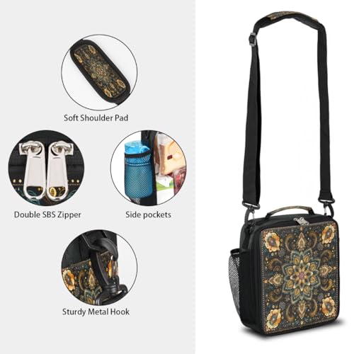 Vintage Flower Kids Lunch Box for Girls Boys Reusable Insulated Lunch Bag for Kids Toddler Thermal Cooler Spacious Lunchbox with Shoulder Strap Lunchbag for School Work Picnic (print 6)