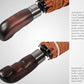 Folding Umbrella Real Wood Handle Herringbone Gold Flame