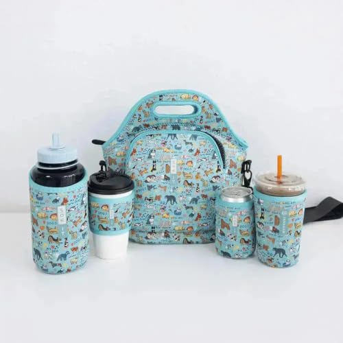 LunchTote Zippered Bag Insulated Neoprene Caddy (Dog Days Forever / X-Large 6.5 Quart Lunch Tote)