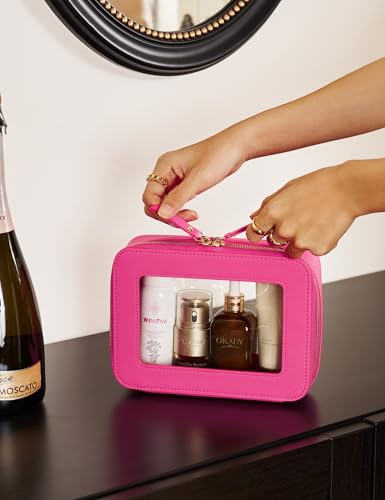 Clear Makeup Case Toiletry Bag Travel Medium Clear Cosmetic Bag with Zipper (2 Count)