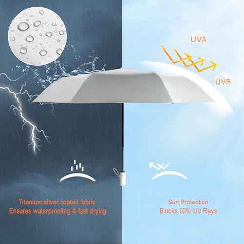 UV Sun Umbrella Compact Folding Travel Umbrella Auto Open and Close for Windproof