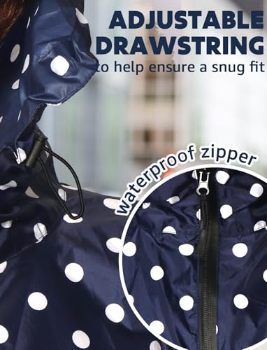 Waterproof Rain Poncho for Women Packable Hooded Raincoat with Pocket