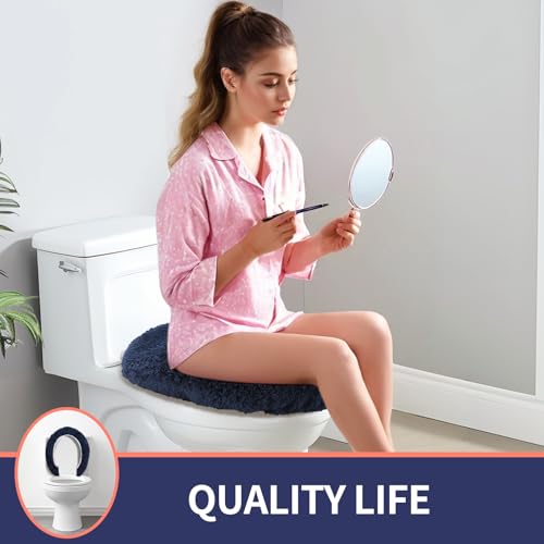 Microfiber Elongated Toilet Seat Cover 19.5"x 15" Machine Washable