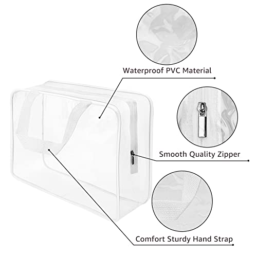 3Pcs Crystal Clear PVC Travel Toiletry Bag Kit for Women Men (3 Count)