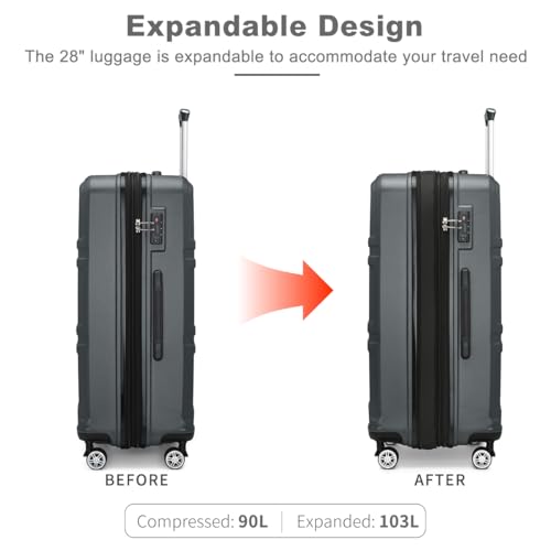 28 Inch Luggage Expandable Suitcase with Spinner Wheels TSA Lock