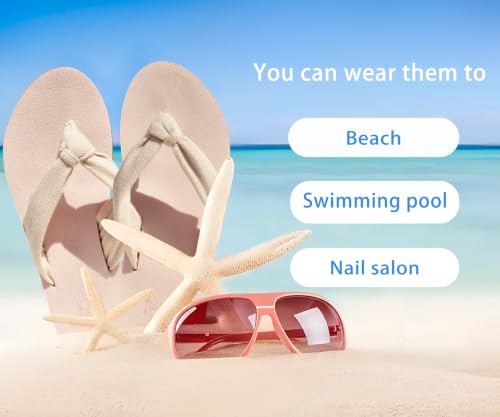 Flip Flops for Women Arch Support Summer Beach Sandals Beige Size 12