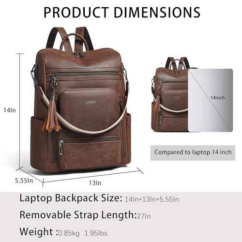 Vegan Leather Laptop Backpack for Women 15.6 inch Work Backpack Fashion Travel Backpack Purse for Business College