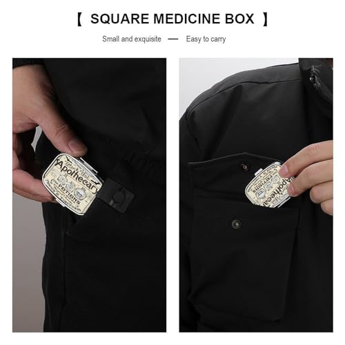 Metal 2 Compartment Pill Organizer Travel Friendly Portable Compact Pill Box Cute Pill Case to Hold Vitamins