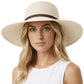Womens Sun Straw Hat Bowknot Hat Summer Wide Brim Bucket Hats Foldable Beach Sun Hats Roll up UPF 50+