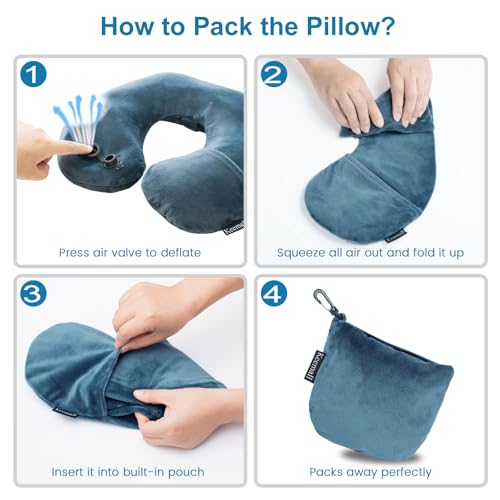 Inflatable Travel Neck Pillow for Airplane & Long Flights (2 Count)