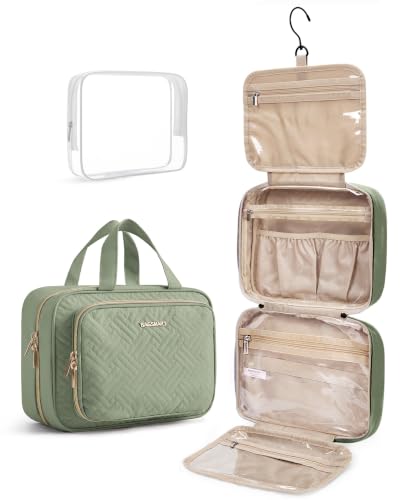 Toiletry Bag Hanging Travel Makeup Organizer with TSA Approved Transparent Cosmetic Bag Makeup Bag for Full Sized Toiletries