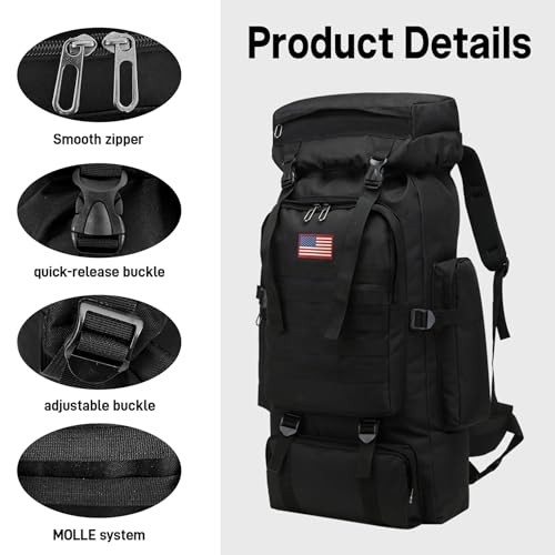 80L 2 pack Hiking Backpack for Men with Sling Tactical Backpack (2 Count)