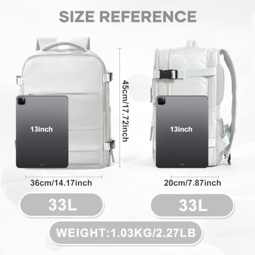 Large Travel Backpack Carry On for Women Man Gym Backpacks with Laptop Compartment Mochila de Viaje Teacher Personal Item Backpack Rucksack Airplane Accessories Must Haves Grey