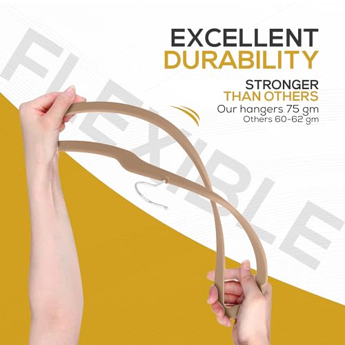 50 Pack New Premium Quality Velvet Hangers Ultra Thin Non Slip Adult Felt Space Saving Hangers for Closet Heavy Duty Coat Pants Dress Hangers 360° Swivel Hook Hold Upto 10 lbs Warm Taupe (50 Count)