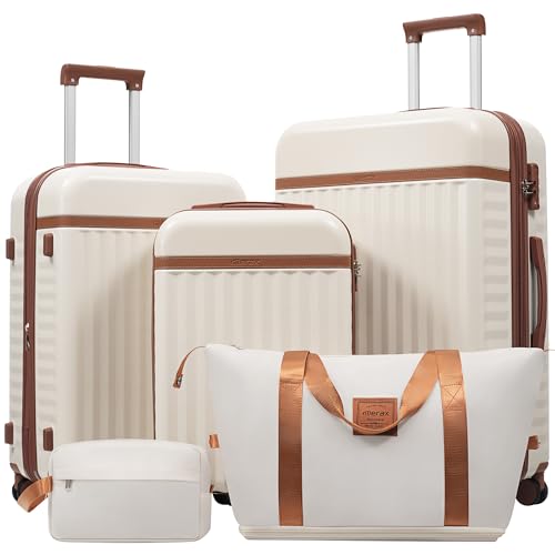 Luggage Sets Durable Hardshell 3 Piece Suitcase with Bags (5 Count)