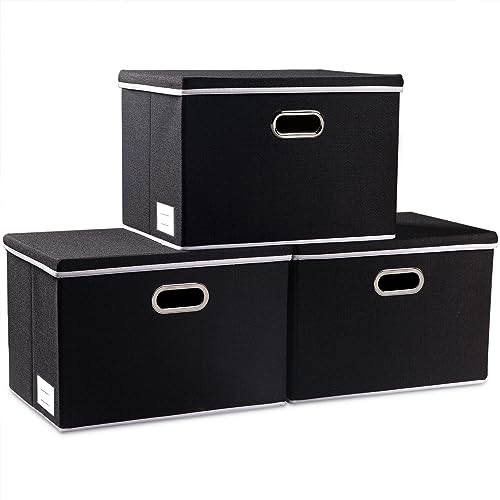 Large Foldable Storage Boxes with Lids [3 (3 Count)