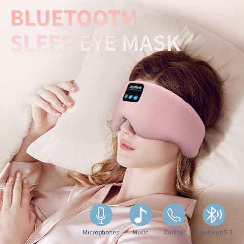 Weighted Eye Masks Bluetooth Sleep Mask Headphones Silk Wireless Bluetooth Headband for Side Sleepers Blackout for Airplane Travel Men Women Pink