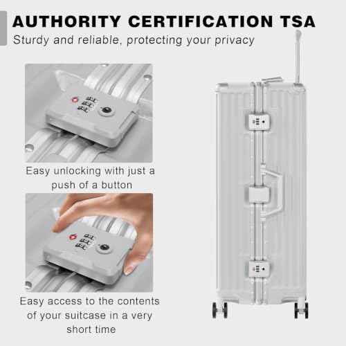 Luggage Sets 2 Piece Aluminum Frame Carry On and Checked Suitcase PC ABS Hard Shell TSA Lock No Zipper