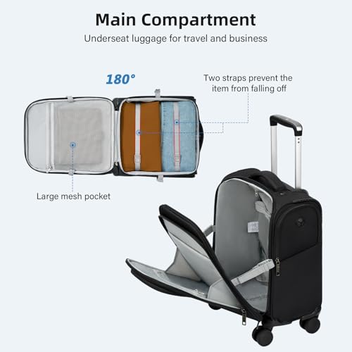 16 Inch Underseat Small Carry On Luggage with Spinner Wheels