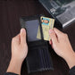 Wallet for Men RFID Blocking Genuine Leather Mens Wallets Bifold with 2 ID Window 13 Card Slots black stripe