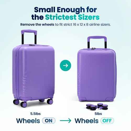 TAKE OFF 16 Inch Personal Item Suitcase MINI Removable Wheels Underseat Bag